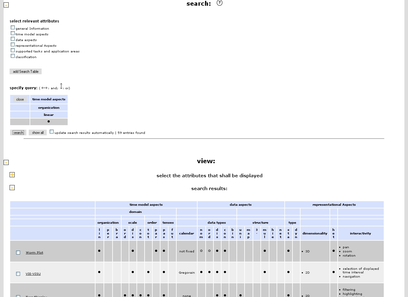 The query definition part and the upper part of the result table.