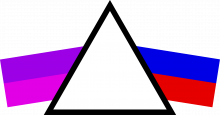 A prism that separates pink and purple into red and blue.